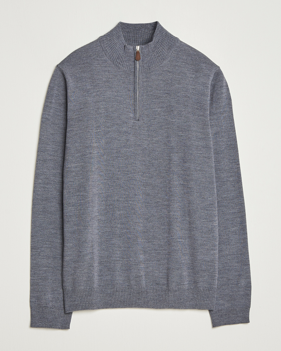 Herren | Pullover | Stenströms | Merino Half-Zip Grey