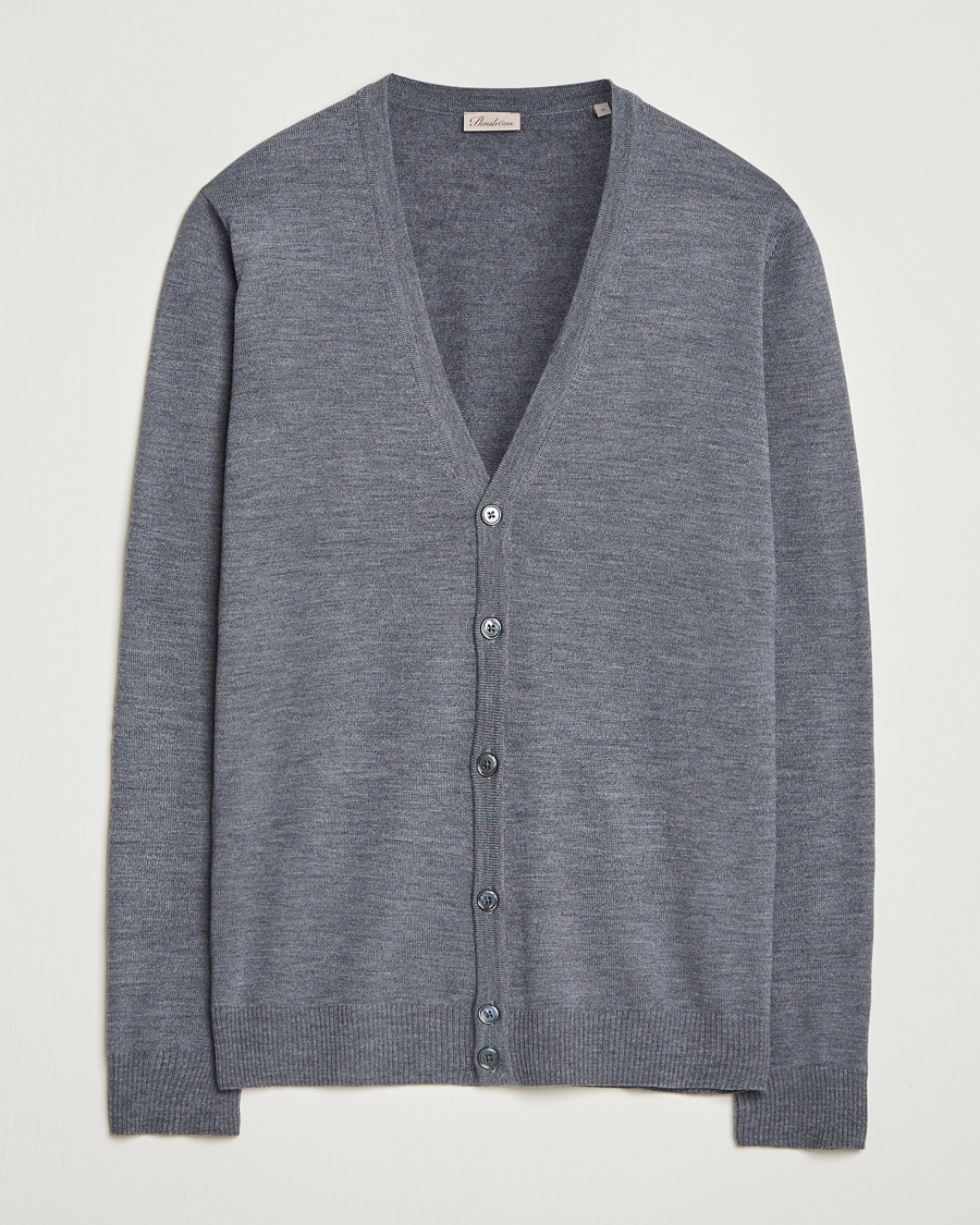 Herren | Pullover | Stenströms | Merino Cardigan Grey