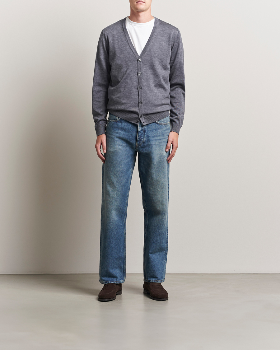 Herren | Pullover | Stenströms | Merino Cardigan Grey