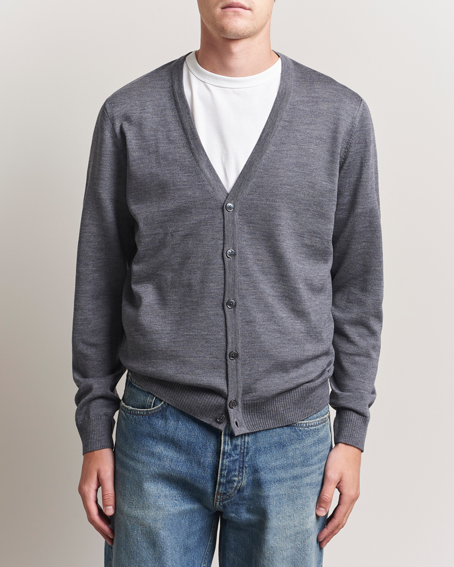 Herren | Pullover | Stenströms | Merino Cardigan Grey