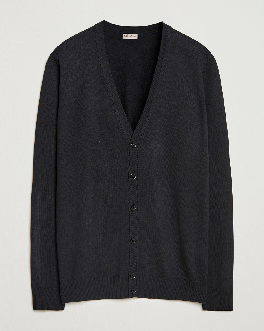 Herren | Pullover | Stenströms | Merino Cardigan Black