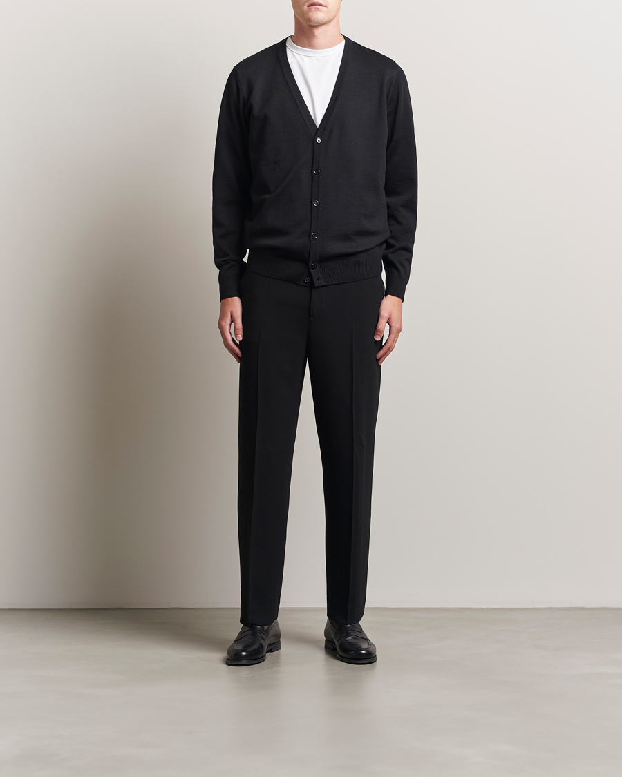Herren | Pullover | Stenströms | Merino Cardigan Black
