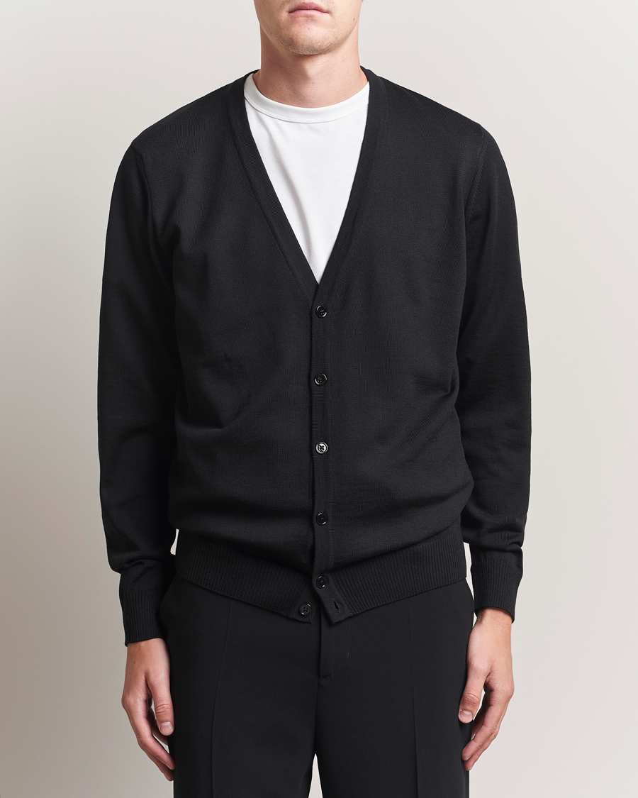 Herren | Pullover | Stenströms | Merino Cardigan Black