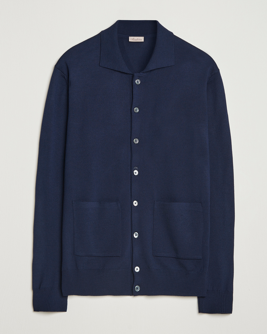 Herren | Pullover | Stenströms | Merino Pocket Cardigan Navy