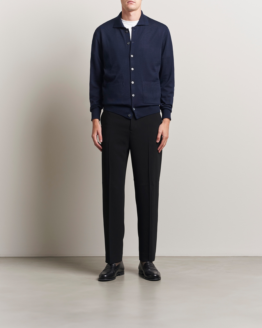 Herren | Pullover | Stenströms | Merino Pocket Cardigan Navy