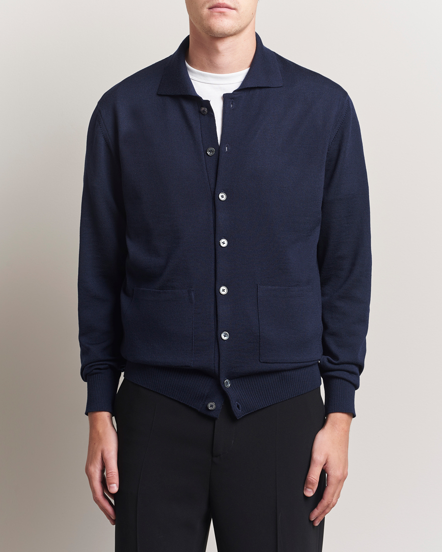 Herren | Pullover | Stenströms | Merino Pocket Cardigan Navy