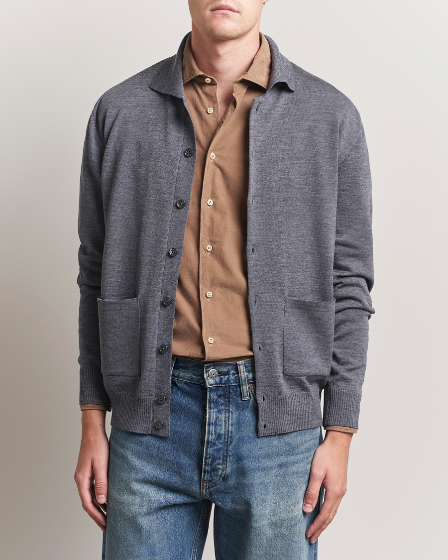Herren | Pullover | Stenströms | Merino Pocket Cardigan Grey