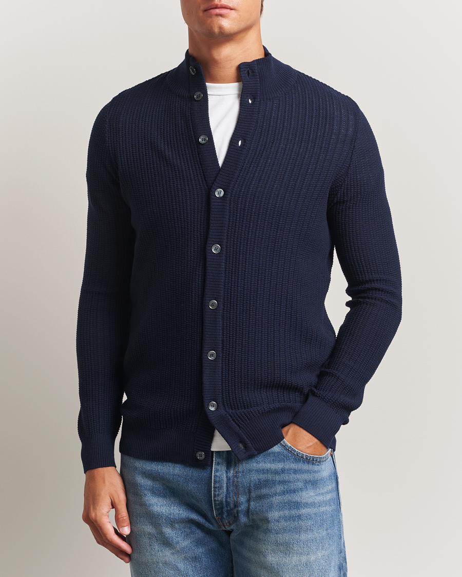 Herren | Pullover | Stenströms | Knitted Structure Cardigan Navy