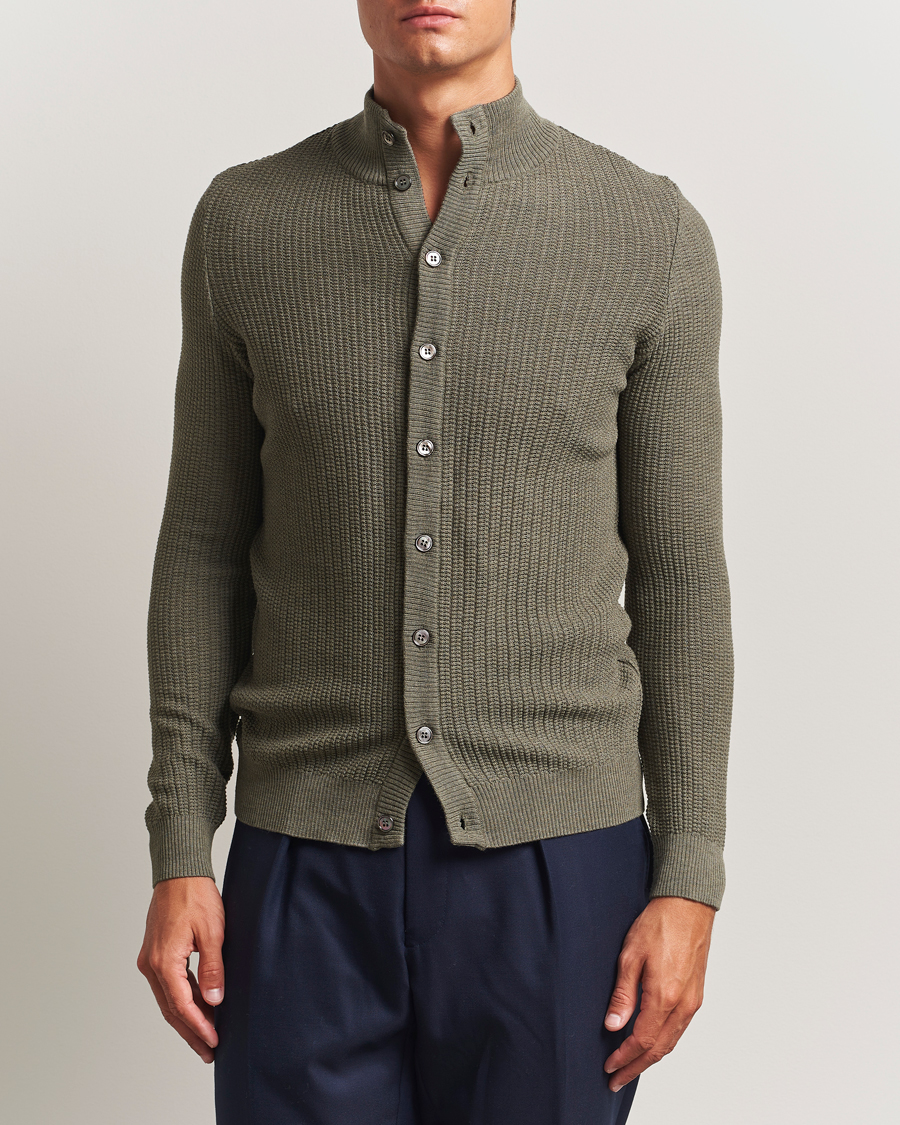 Herren | Pullover | Stenströms | Knitted Structure Cardigan Green