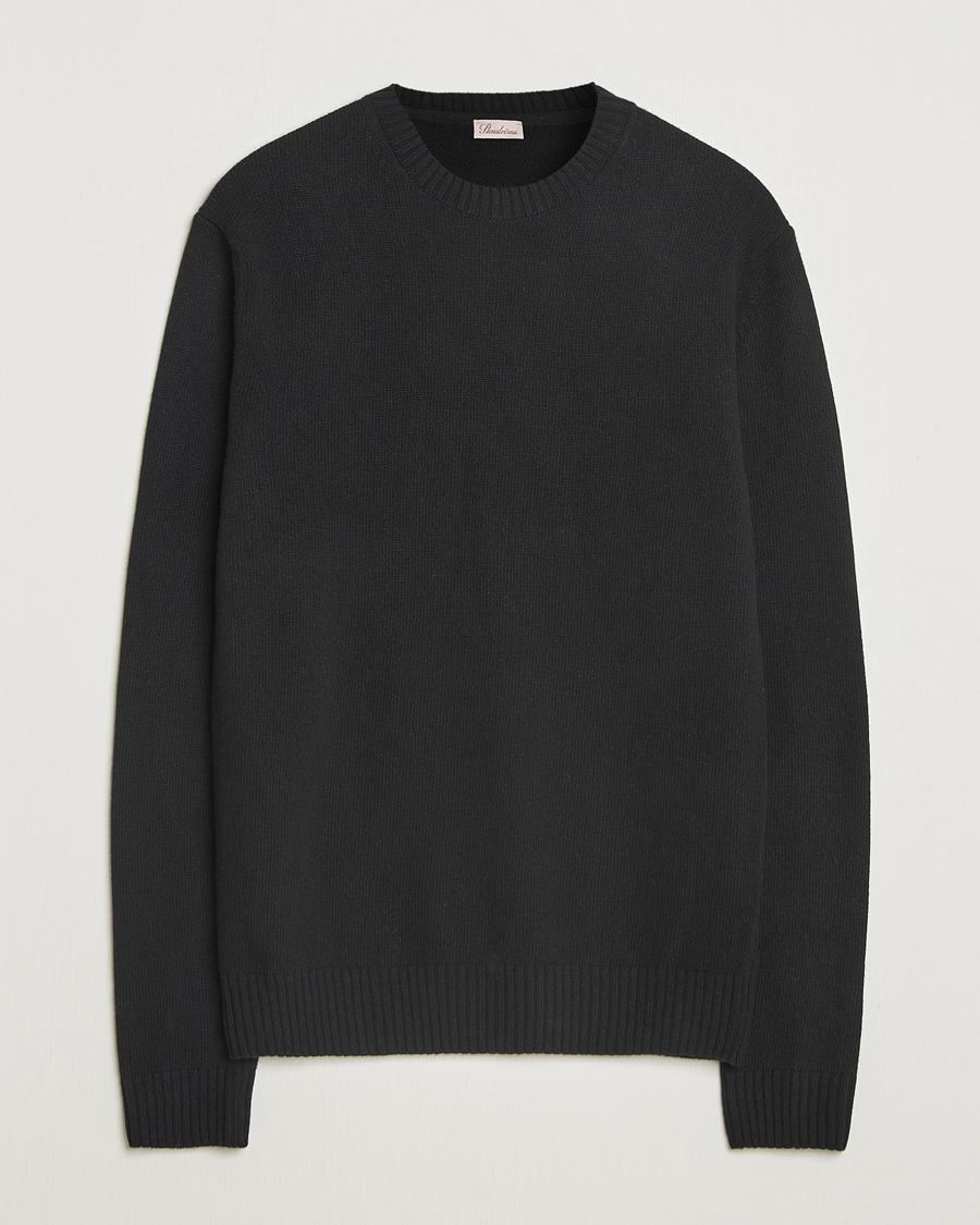 Herren | Pullover | Stenströms | Brushed Merino Crew Neck Black