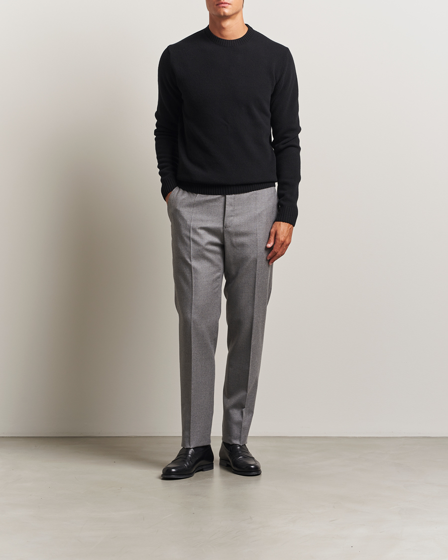 Herren | Pullover | Stenströms | Brushed Merino Crew Neck Black