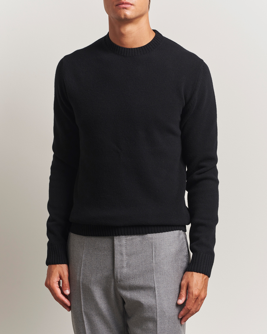 Herren | Pullover | Stenströms | Brushed Merino Crew Neck Black