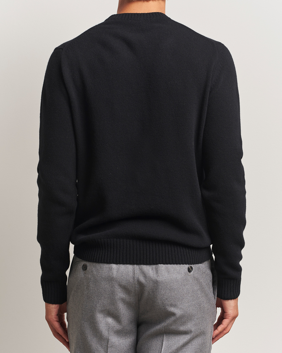 Herren | Pullover | Stenströms | Brushed Merino Crew Neck Black