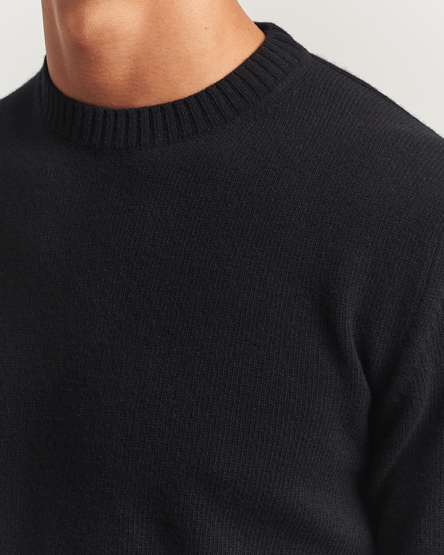 Herren | Pullover | Stenströms | Brushed Merino Crew Neck Black