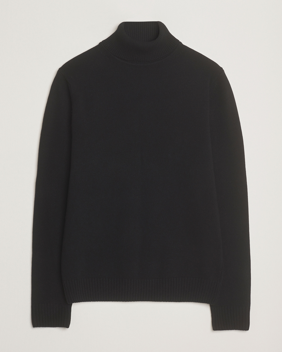 Herren | Pullover | Stenströms | Brushed Merino Rollneck Black