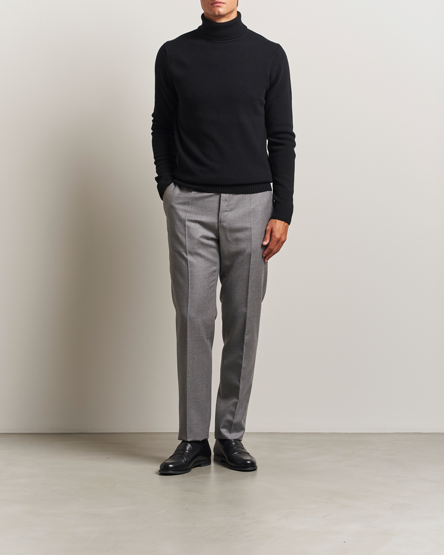 Herren | Pullover | Stenströms | Brushed Merino Rollneck Black