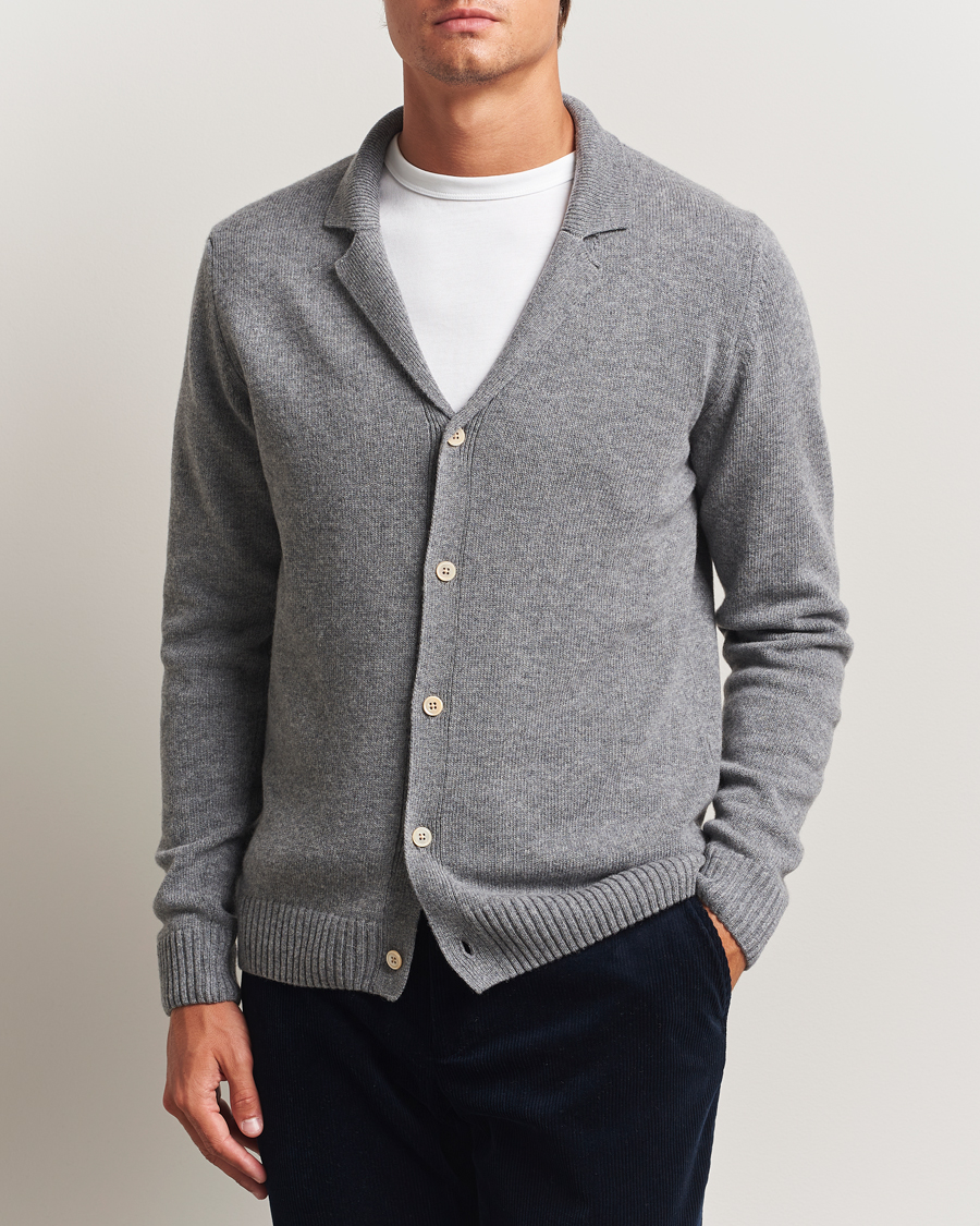 Herren | Pullover | Stenströms | Brushed Merino Cardigan Grey