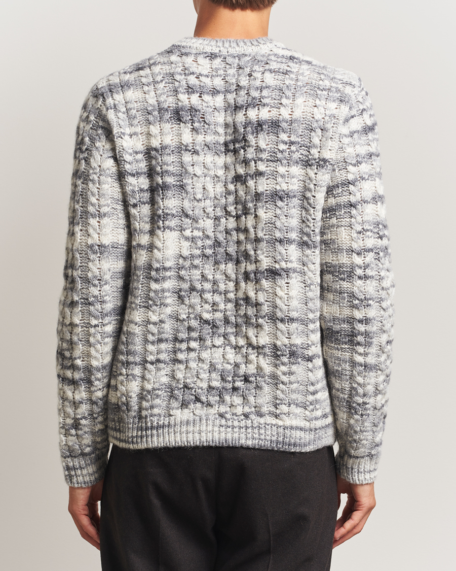 Herren | Pullover | Stenströms | Alpacka Cable Knitted Crew Neck Grey