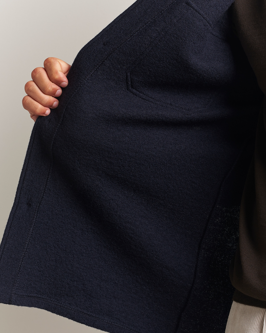 Herren | Hemden | Stenströms | Felted Wool Overshirt Navy