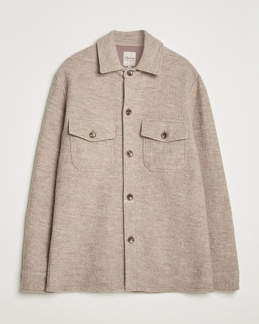Herren | Hemden | Stenströms | Felted Wool Overshirt Beige