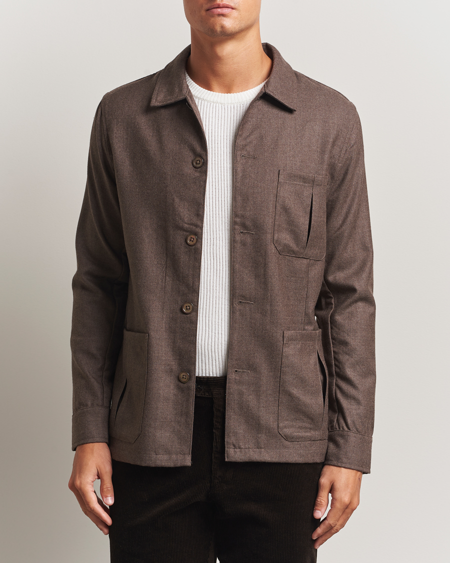 Herren | Hemden | Stenströms | Wool Overshirt Brown