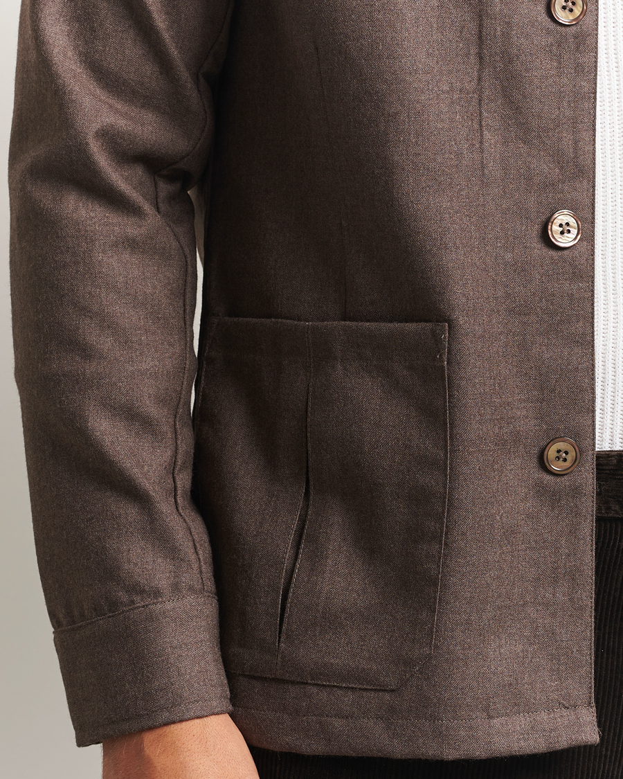 Herren | Hemden | Stenströms | Wool Overshirt Brown