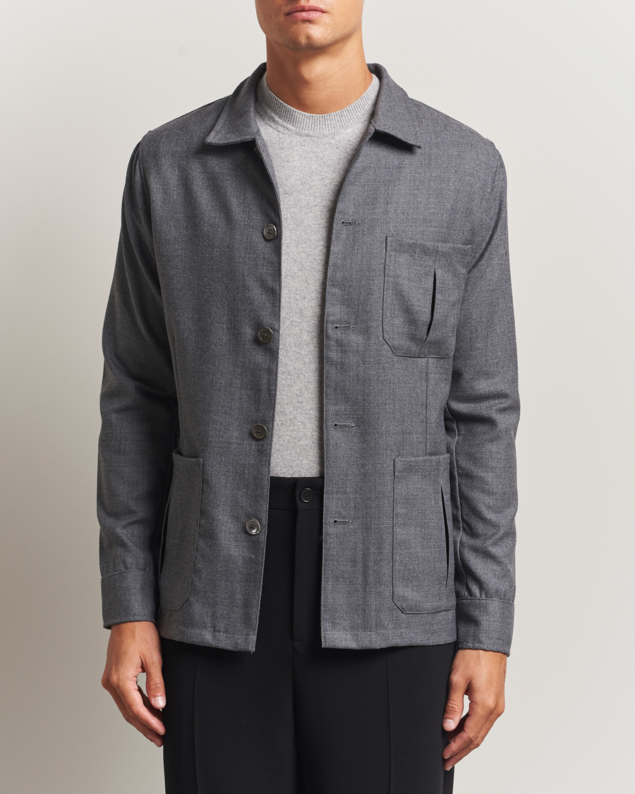 Herren | Hemden | Stenströms | Wool Overshirt Grey