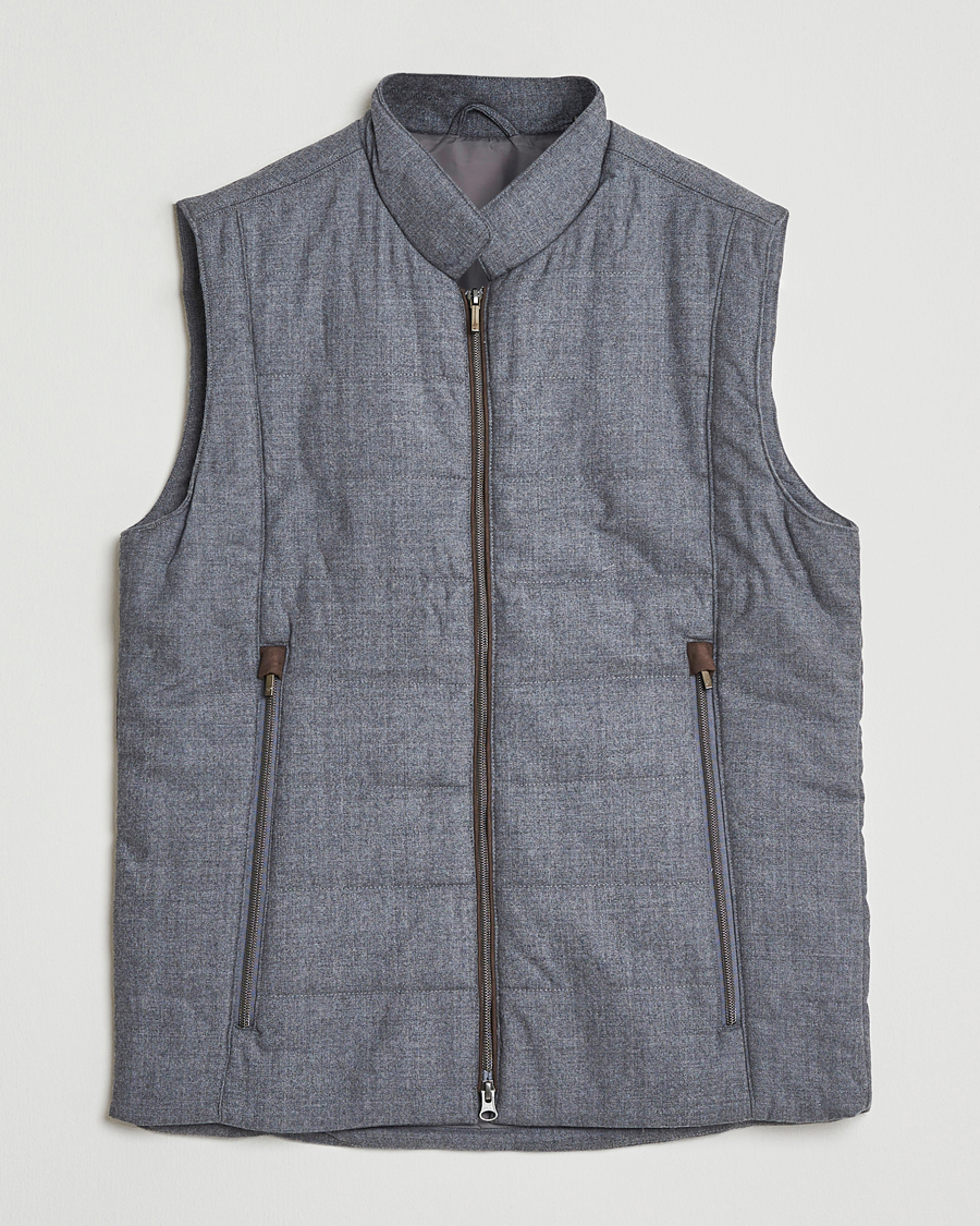 Herren | Westen | Stenströms | Wool Alcantara Detail Light Padded Vest Grey