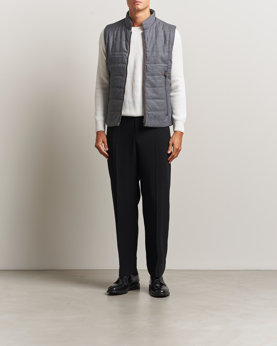 Herren | Westen | Stenströms | Wool Alcantara Detail Light Padded Vest Grey