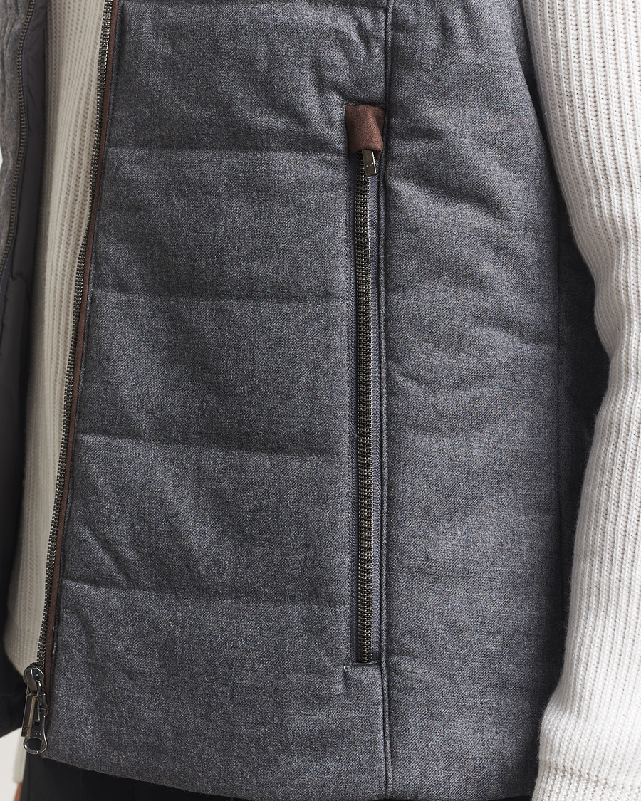 Herren | Westen | Stenströms | Wool Alcantara Detail Light Padded Vest Grey