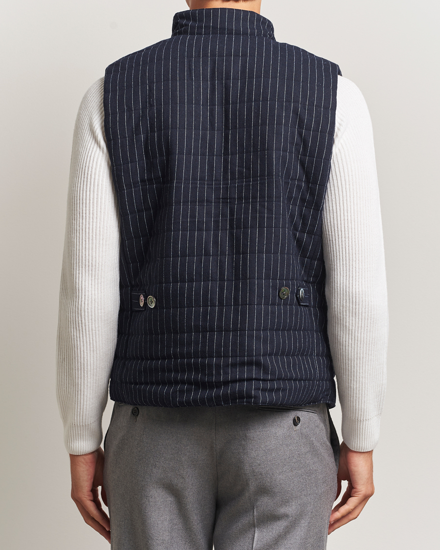 Herren | Westen | Stenströms | Wool Pinstripe Padded Vest Blue