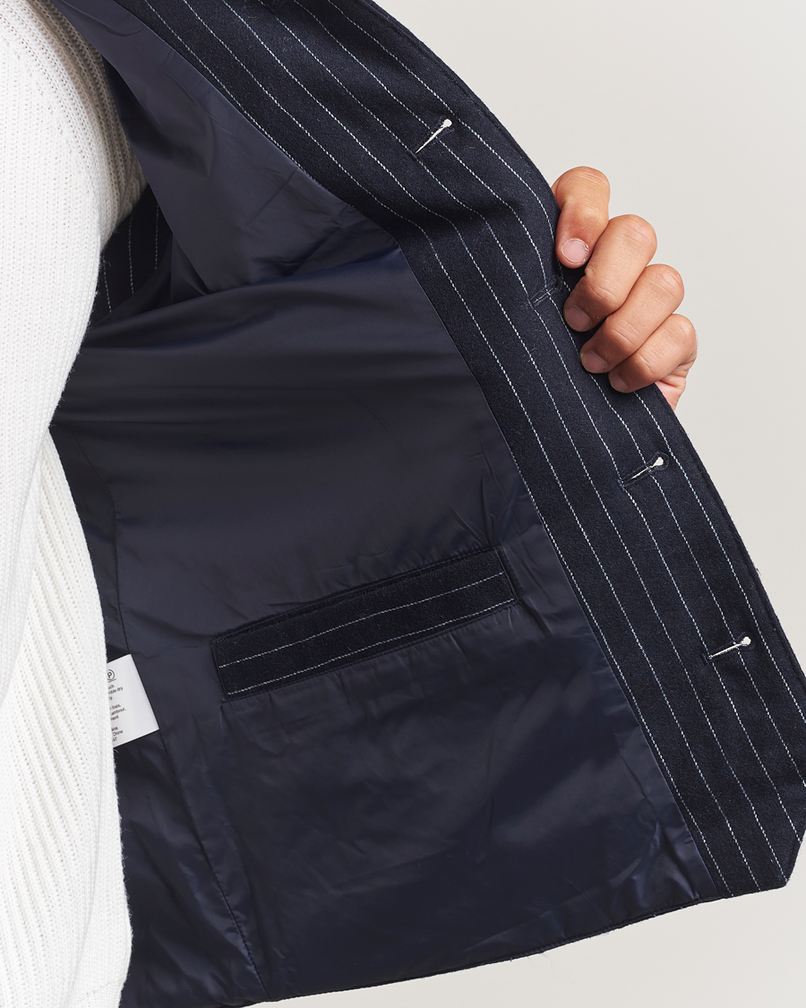 Herren | Westen | Stenströms | Wool Pinstripe Padded Vest Blue