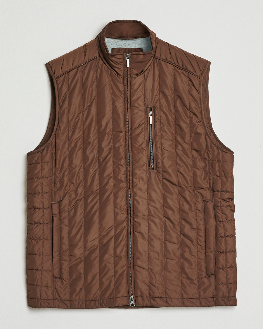 Herren | Westen | Stenströms | Nylon Quilted Light Padded Vest Brown