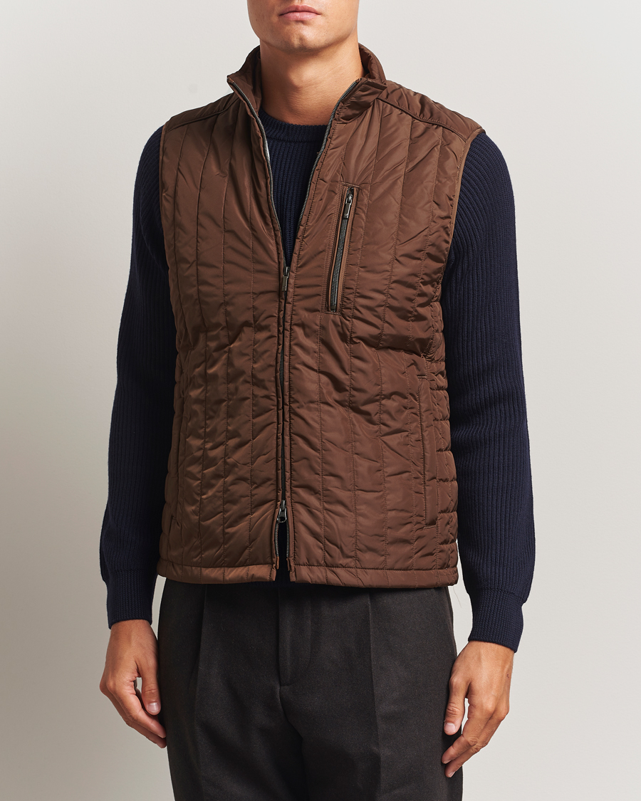 Herren | Westen | Stenströms | Nylon Quilted Light Padded Vest Brown