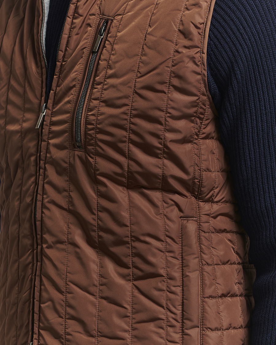 Herren | Westen | Stenströms | Nylon Quilted Light Padded Vest Brown