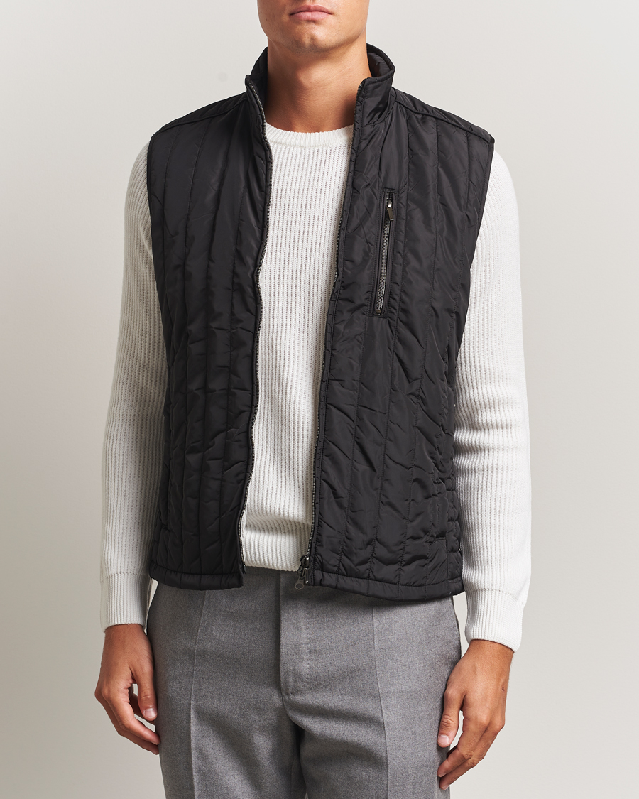 Herren | Westen | Stenströms | Nylon Quilted Light Padded Vest Black