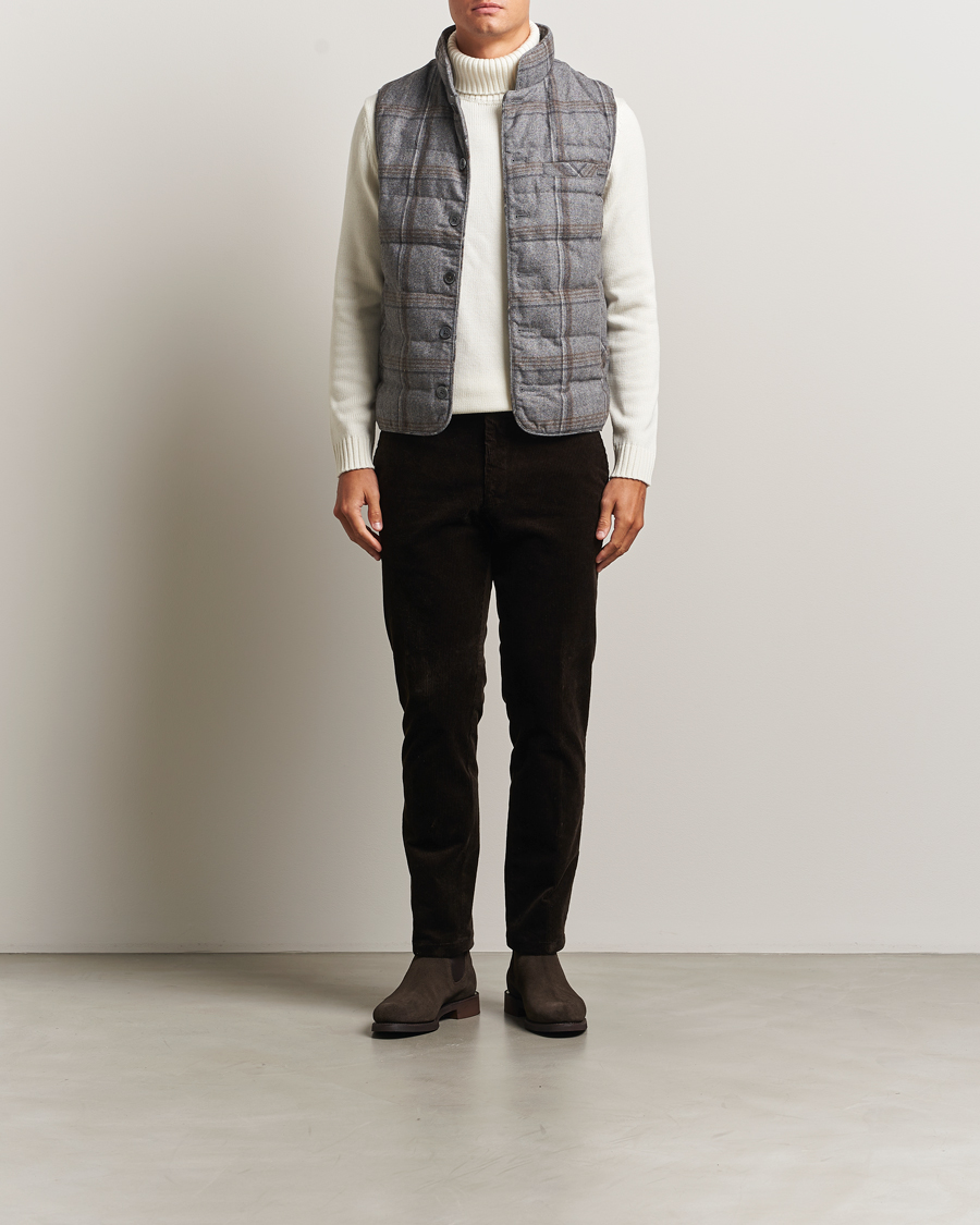 Herren | Jacken | Stenströms | Check Wool Padded Vest Grey