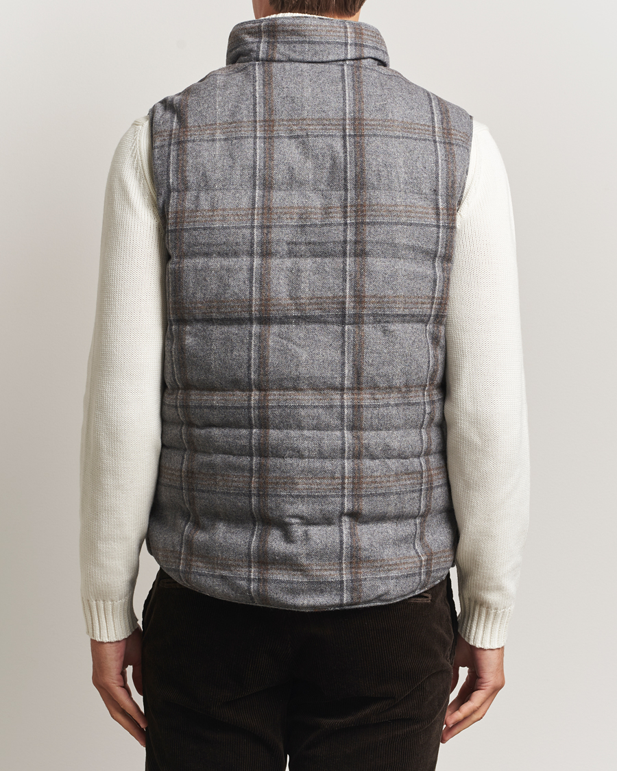 Herren | Westen | Stenströms | Check Wool Padded Vest Grey