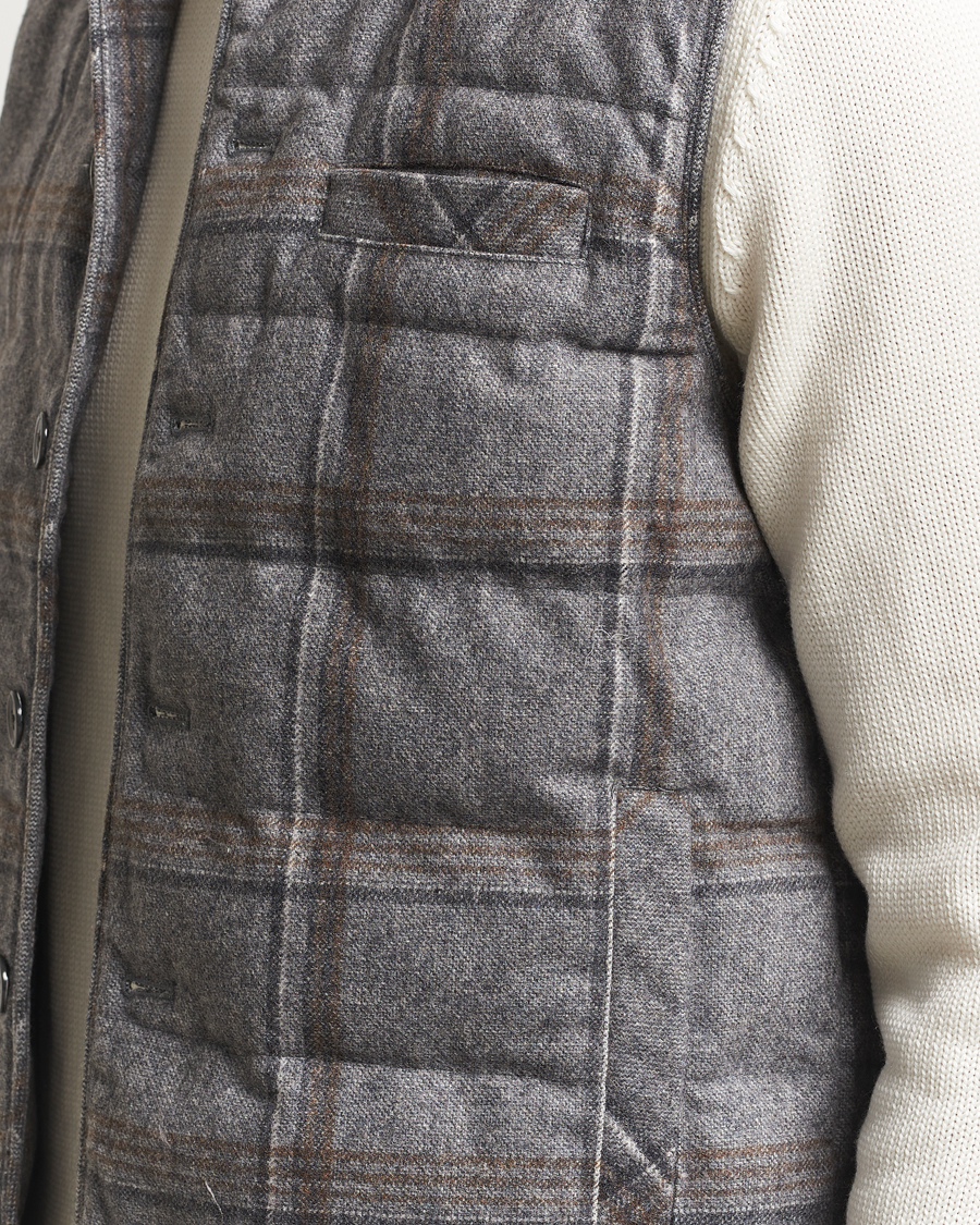 Herren | Westen | Stenströms | Check Wool Padded Vest Grey