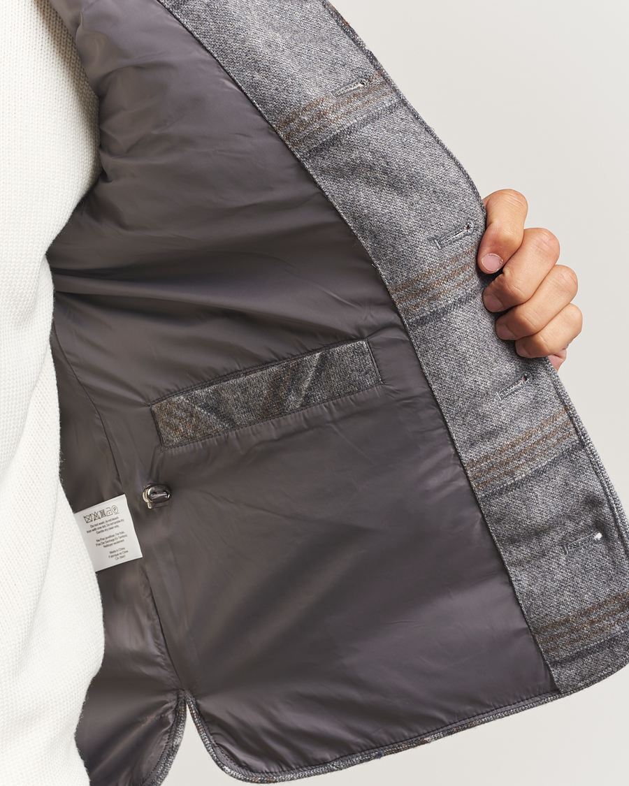 Herren | Westen | Stenströms | Check Wool Padded Vest Grey