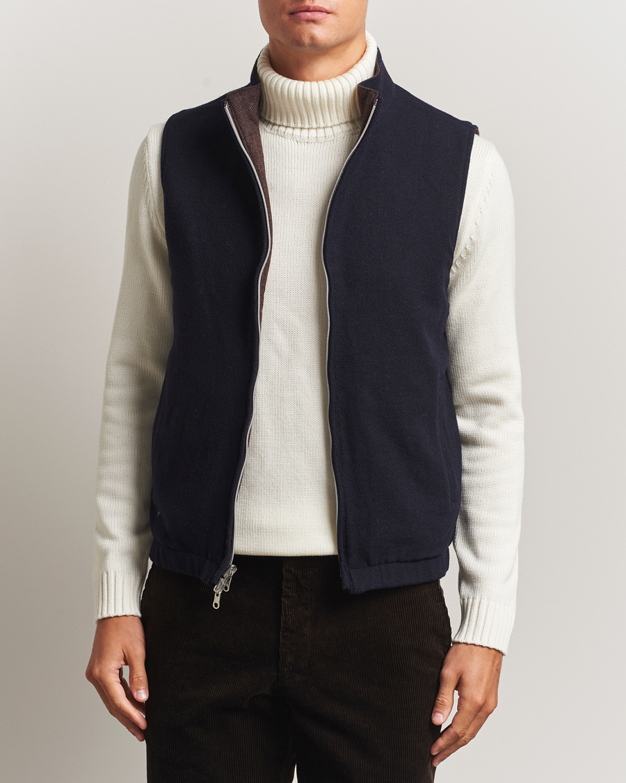 Herren | Westen | Stenströms | Reversible Wool Vest Navy