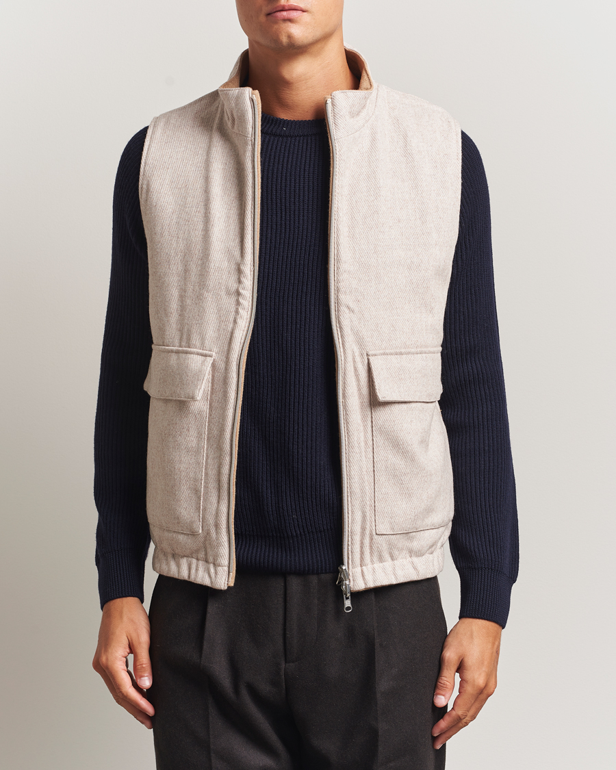 Herren | Westen | Stenströms | Reversible Wool Vest Beige