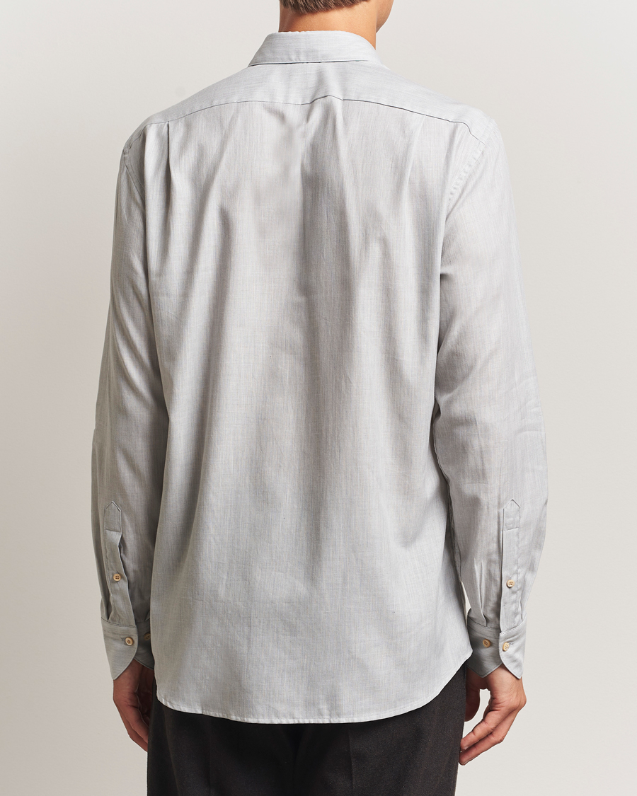 Herren | Hemden | Stenströms | Regular Fit Brushed Mini Herringbone Shirt Grey