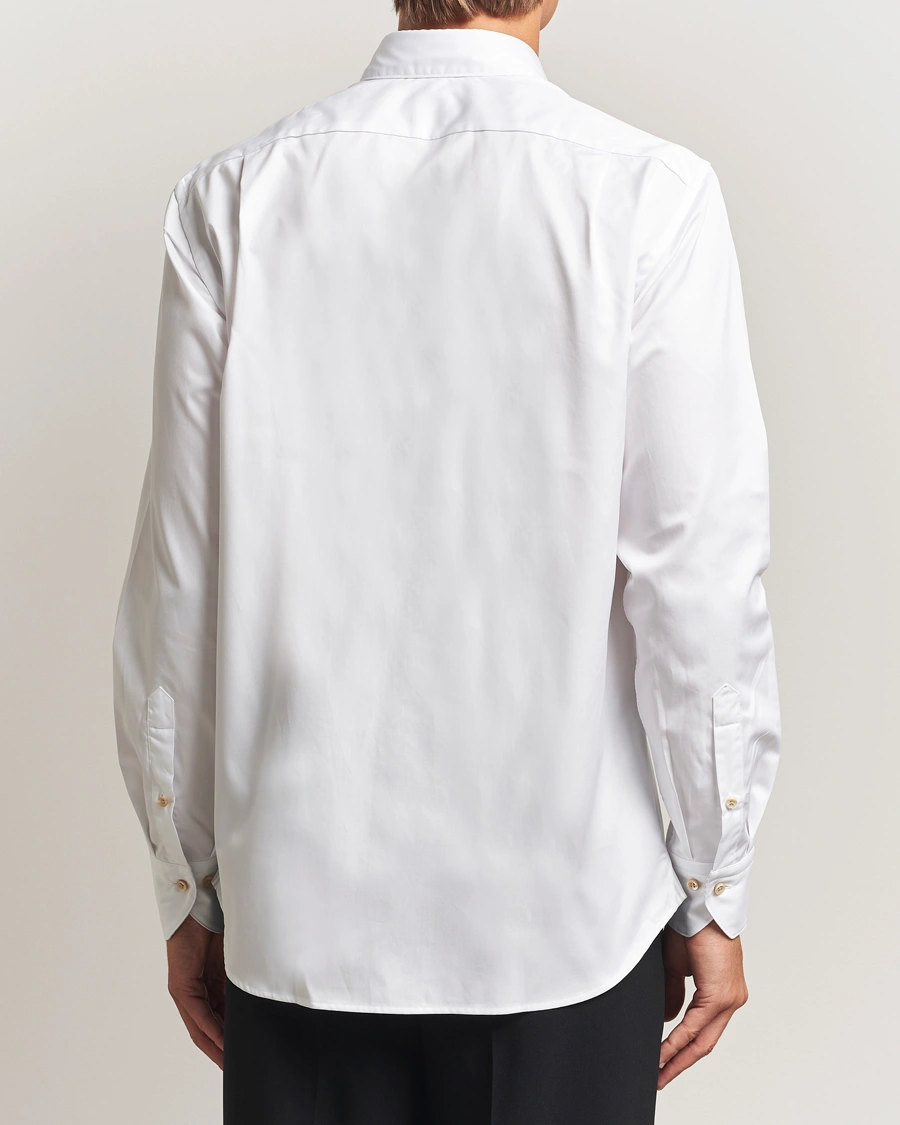 Herren | Hemden | Stenströms | Regular Fit Cotton Twill Contrast Shirt White
