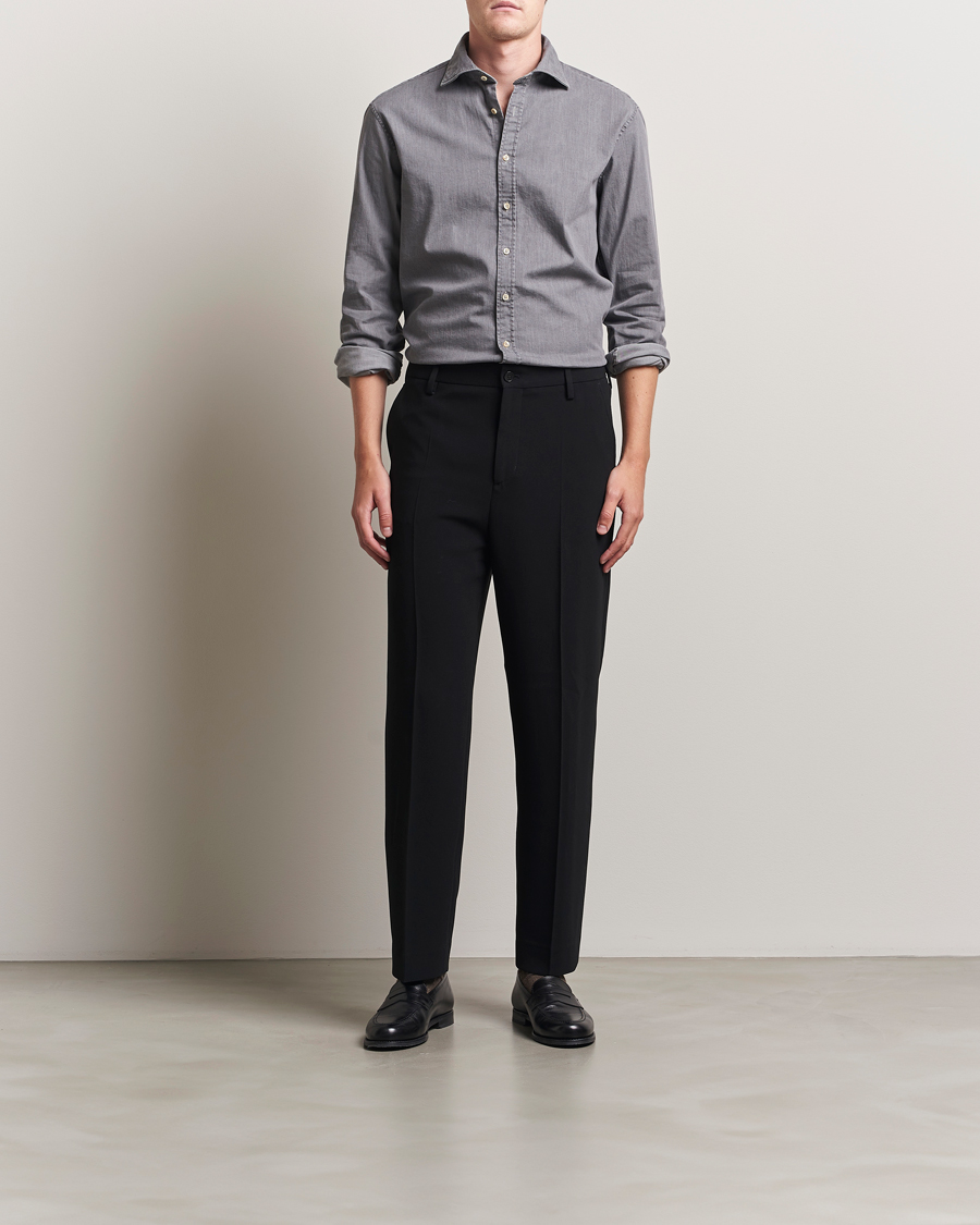 Herren | Hemden | Stenströms | Regular Fit Garment Washed Denim Shirt Grey