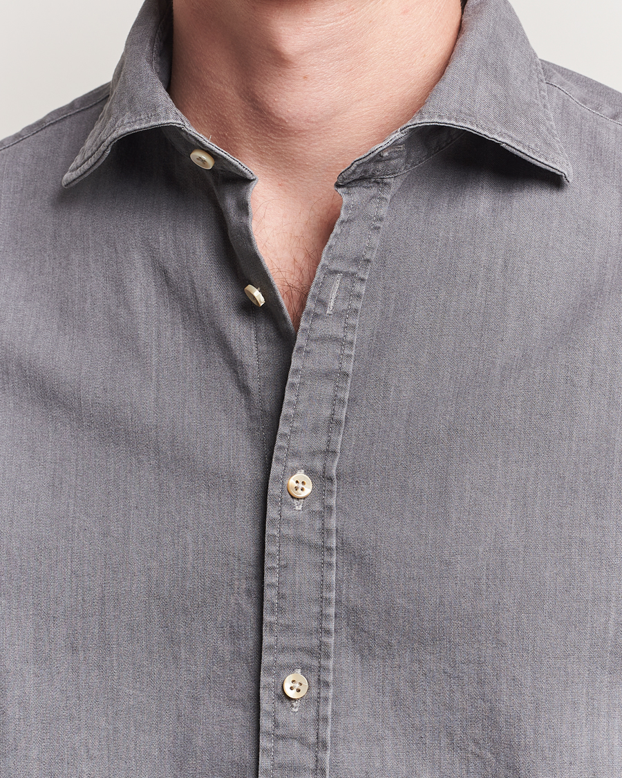 Herren | Hemden | Stenströms | Regular Fit Garment Washed Denim Shirt Grey