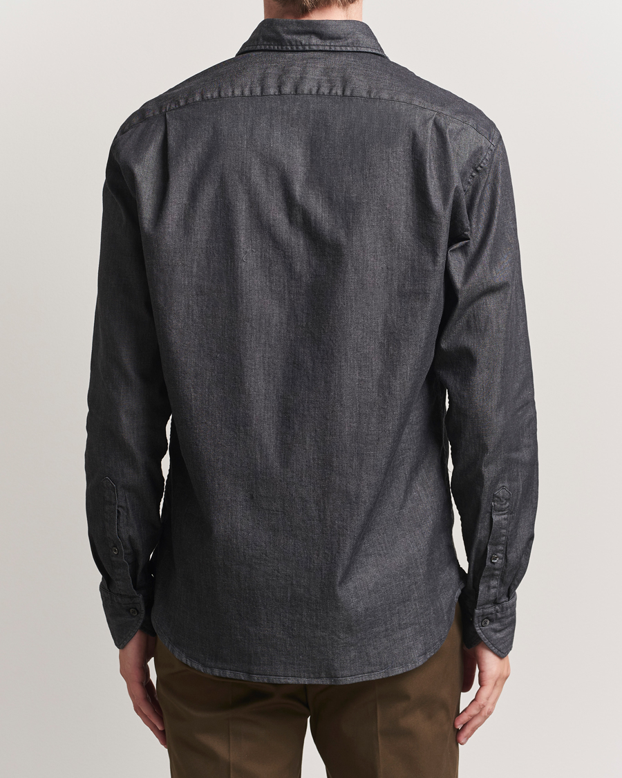 Herren | Hemden | Stenströms | Regular Fit Garment Washed Denim Shirt Black