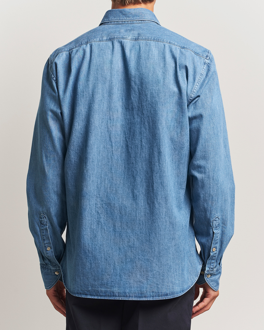 Herren | Hemden | Stenströms | Regular Fit Pocket Denim Shirt Blue