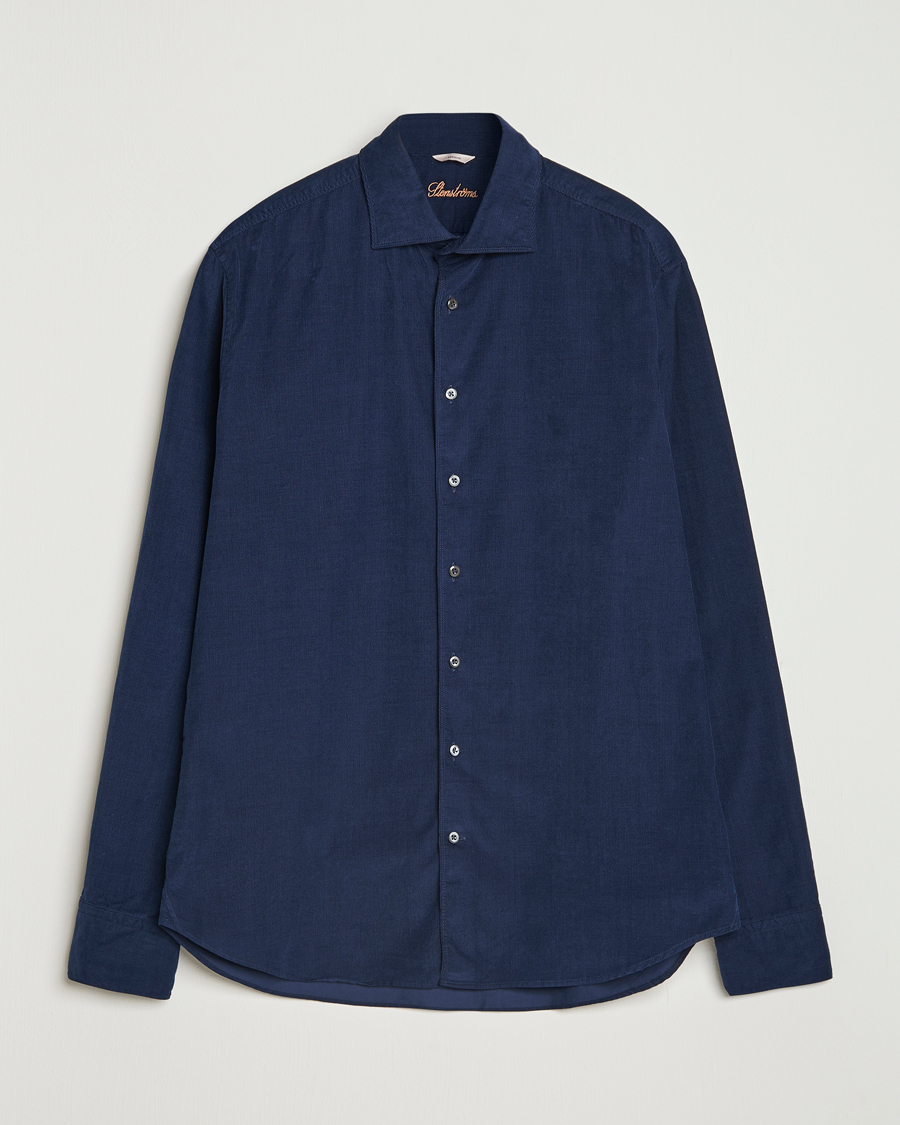 Herren | Hemden | Stenströms | Regular Fit Cut Away Cord Shirt Navy