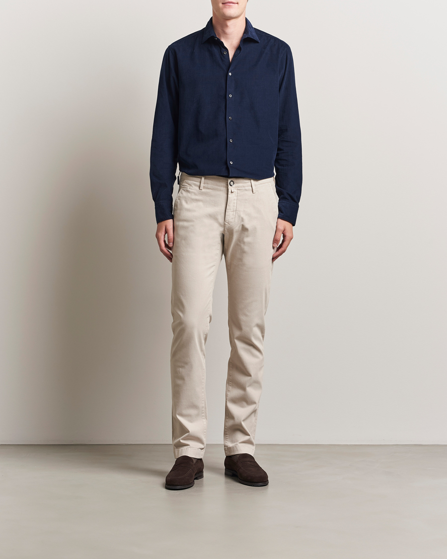 Herren | Hemden | Stenströms | Regular Fit Cut Away Cord Shirt Navy